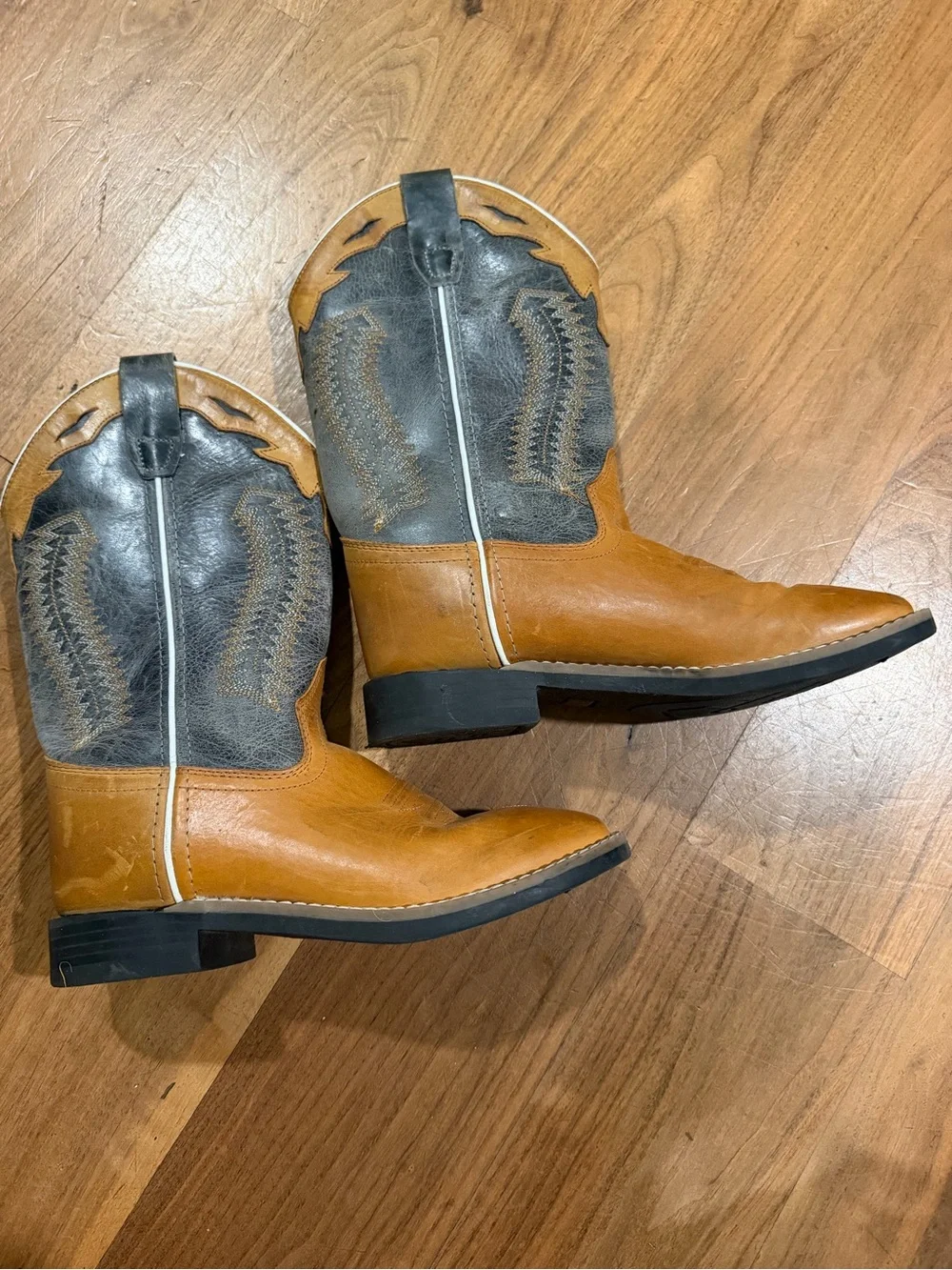 Kids Two-Tone Brown and Dark Brown Western Cowboy Boots